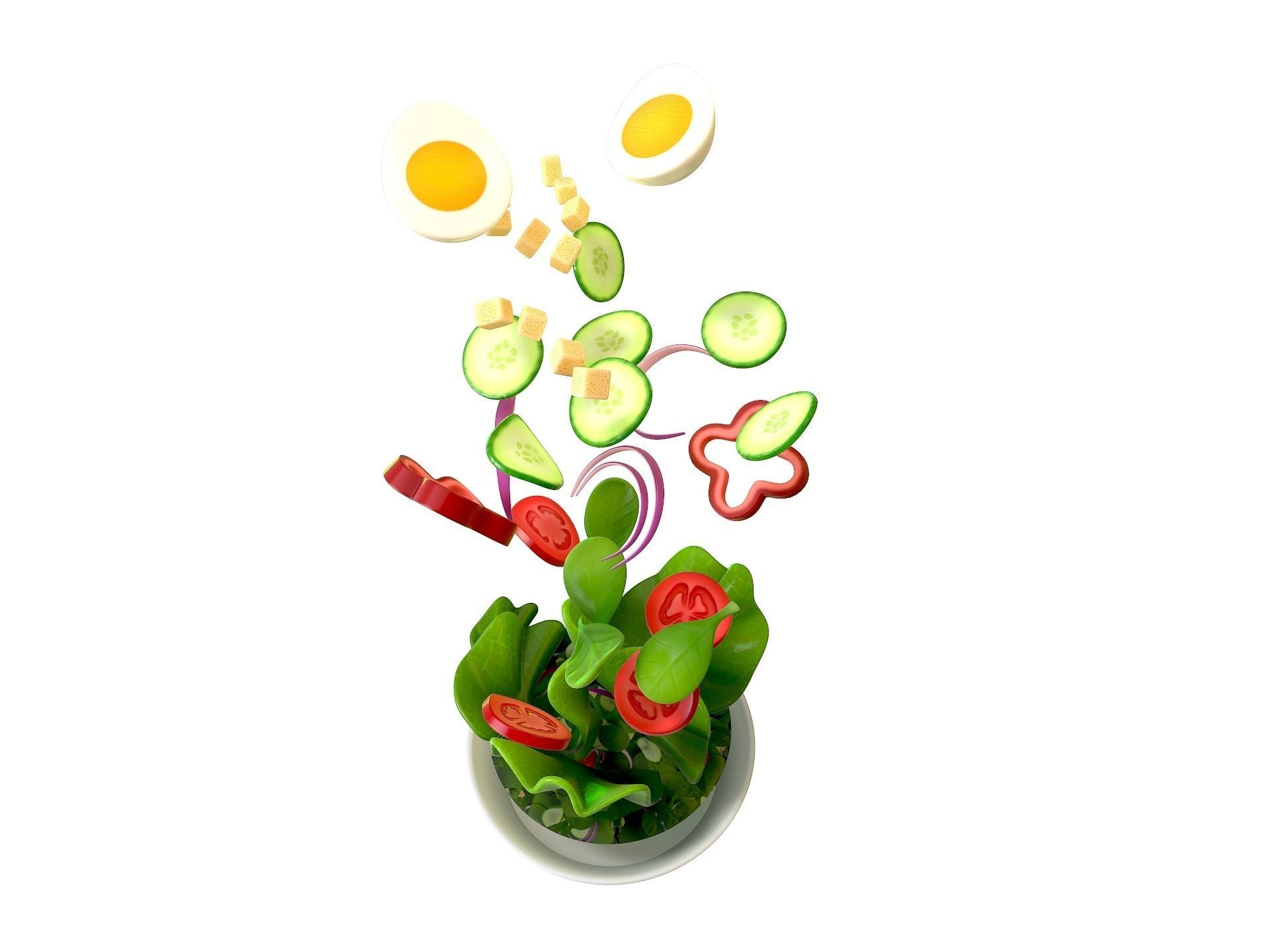 Salad in bowl 3D model_7