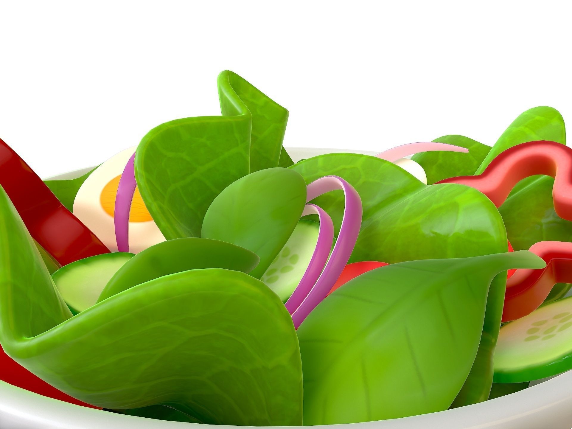 Salad in bowl 3D model_5