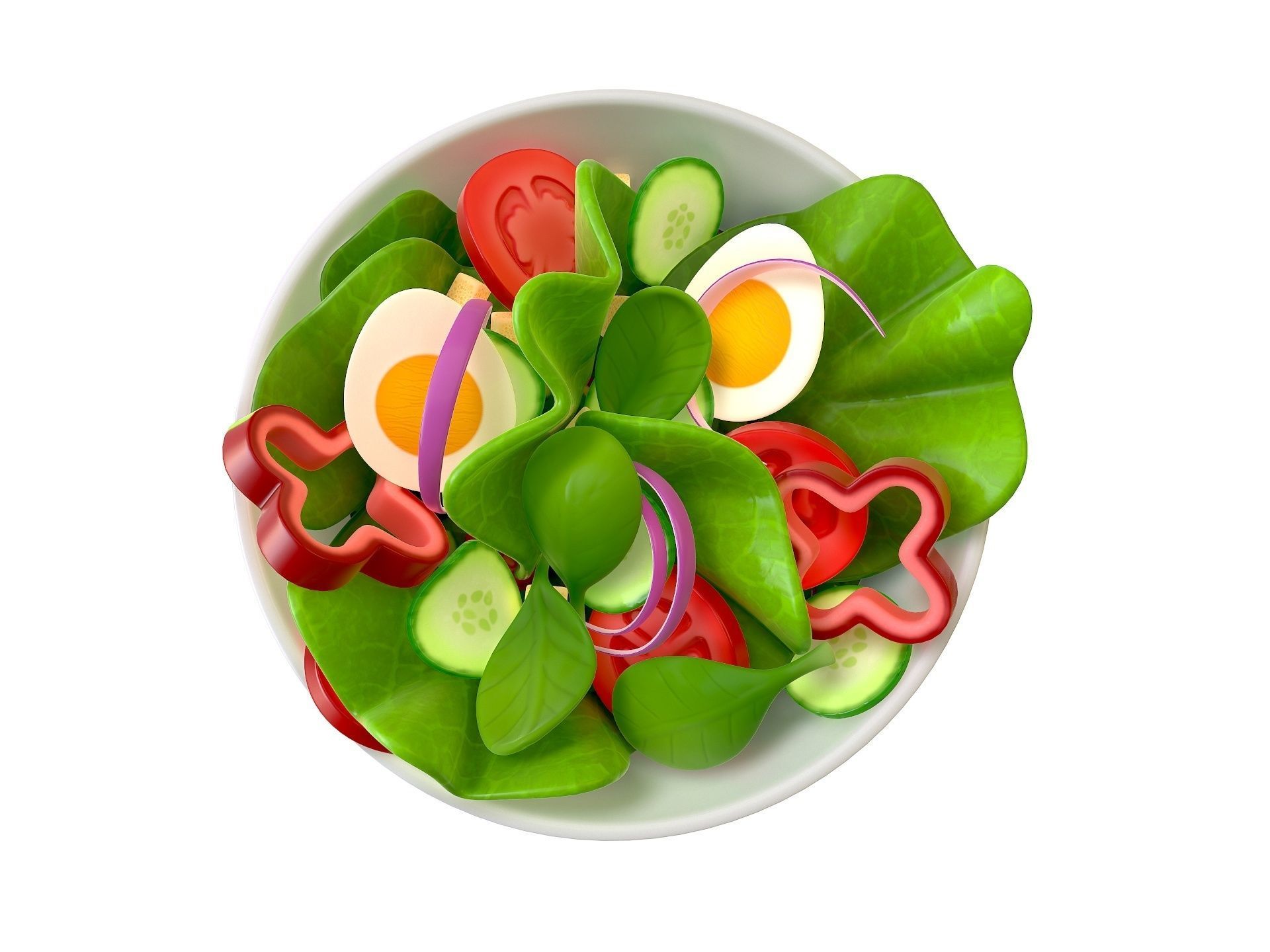 Salad in bowl 3D model_2
