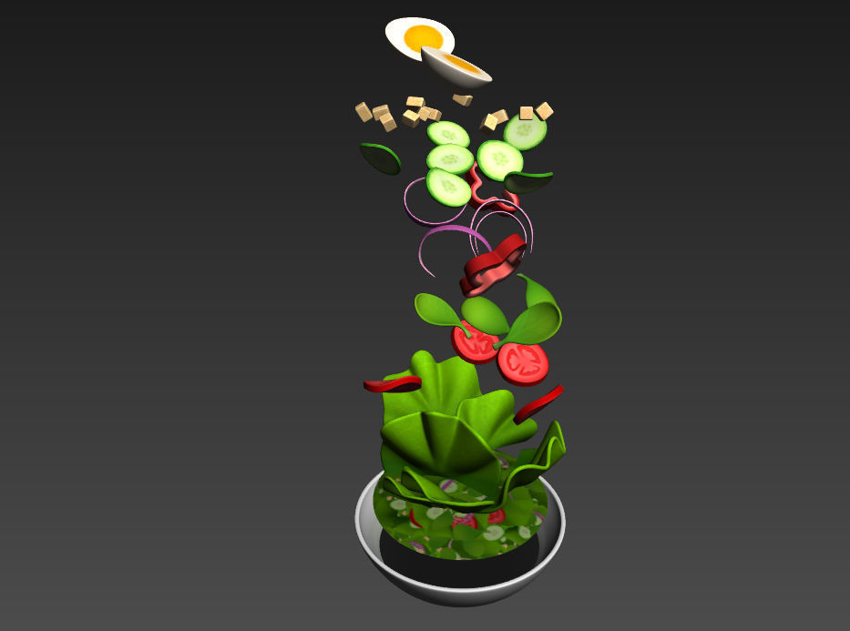Salad in bowl 3D model_26
