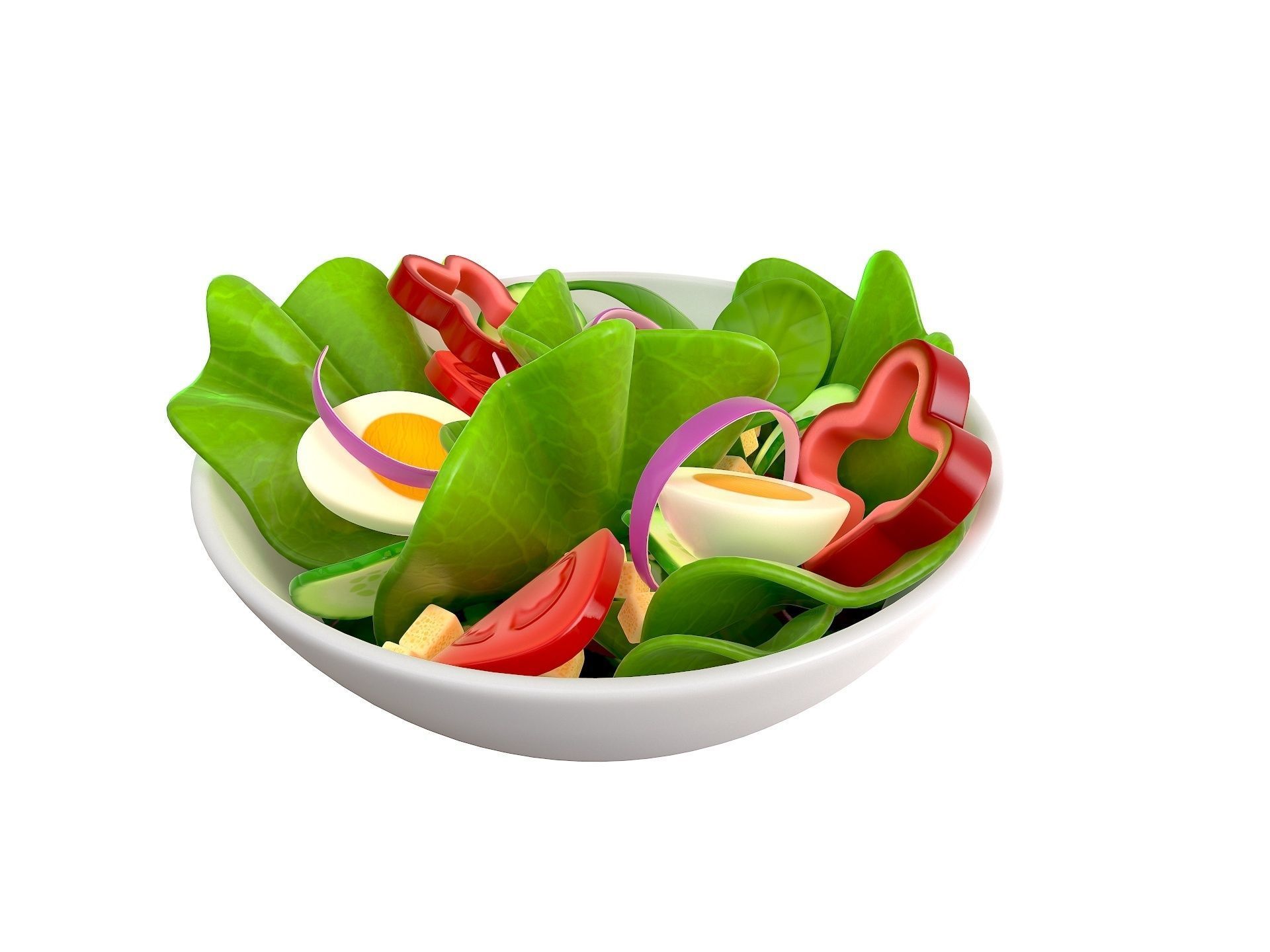 Salad in bowl 3D model_1