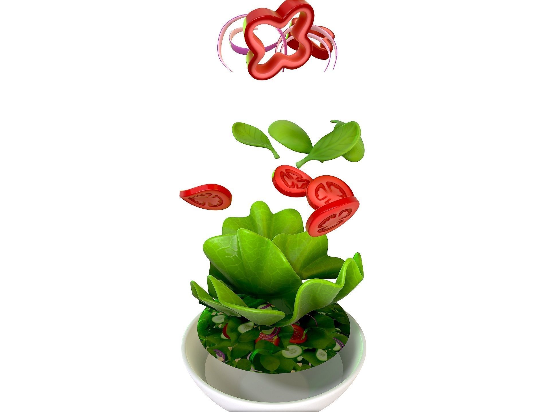 Salad in bowl 3D model_8
