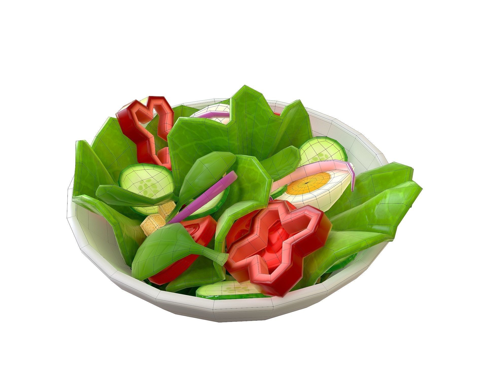 Salad in bowl 3D model_10