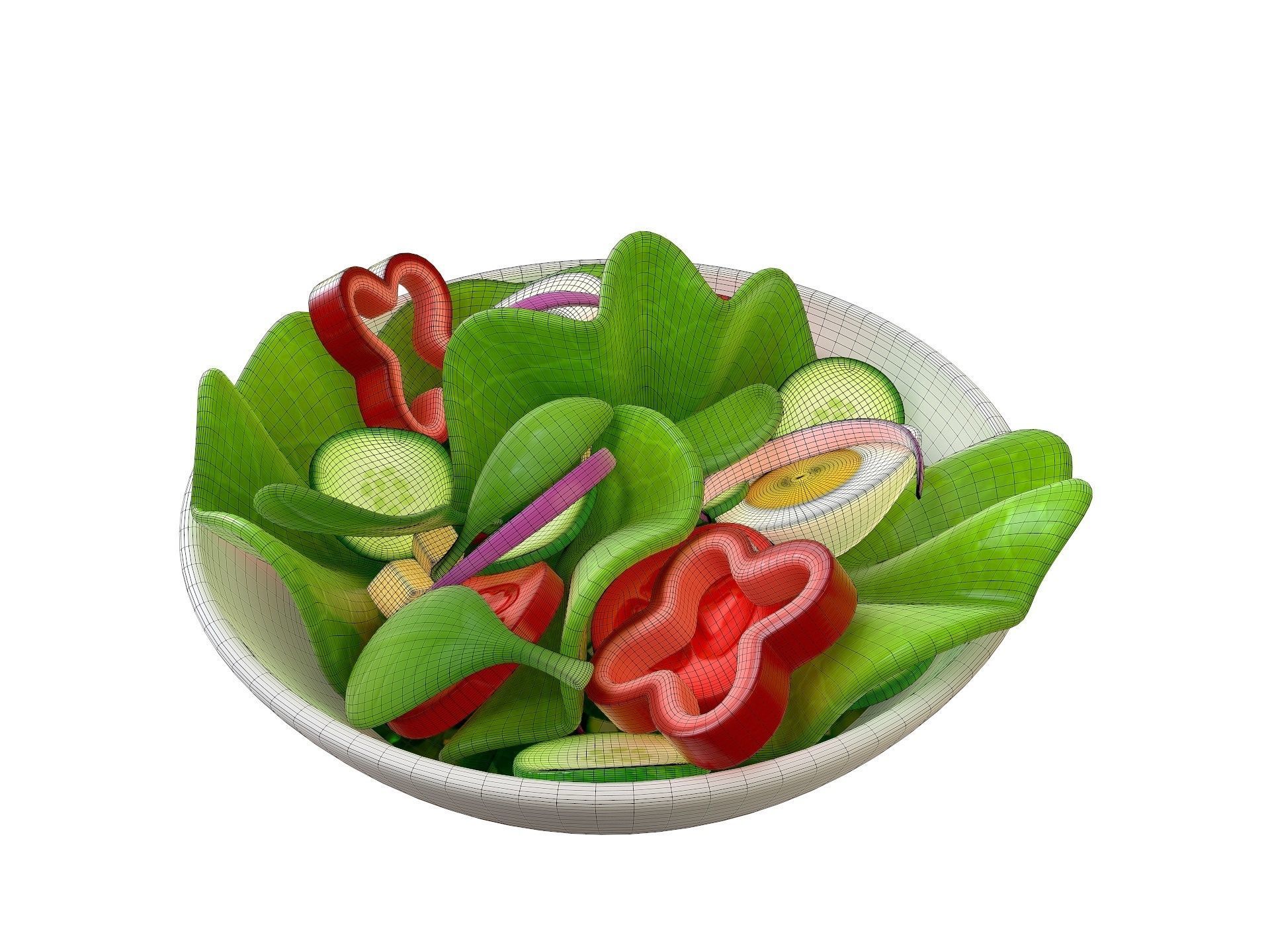Salad in bowl 3D model_11