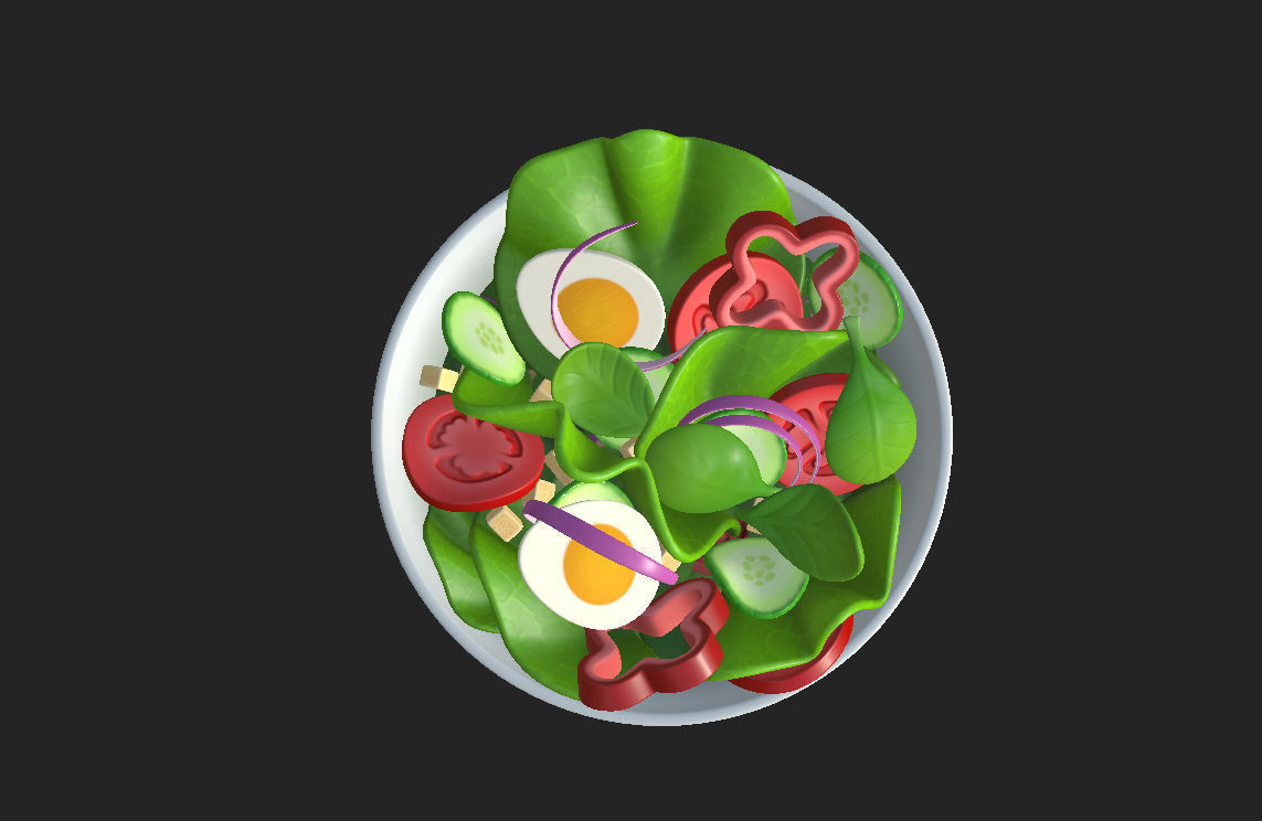 Salad in bowl 3D model_16