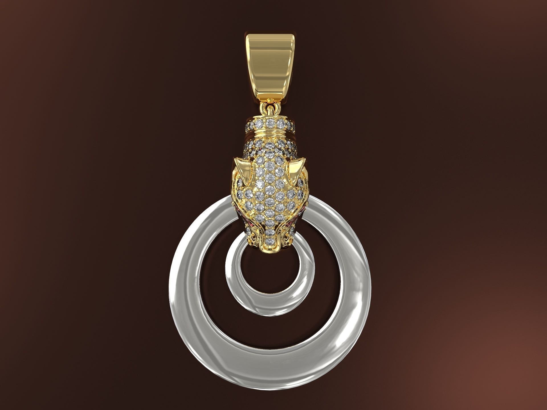 Pendant with puma head 3D print model_4