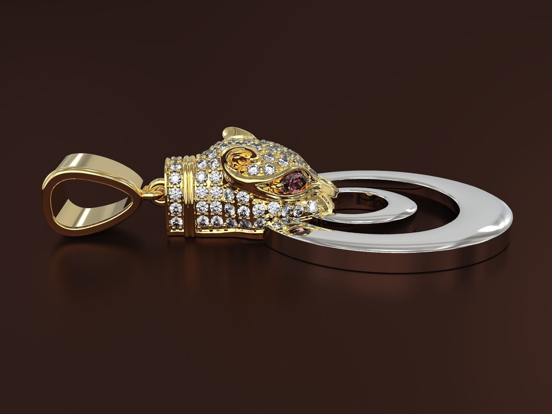 Pendant with puma head 3D print model_3