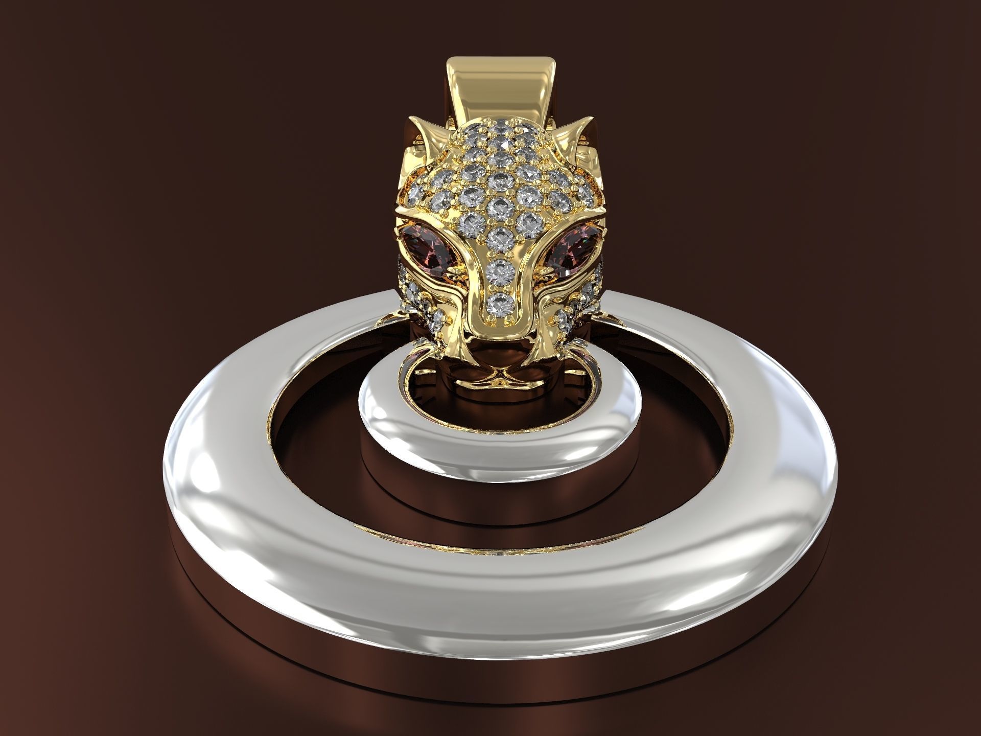 Pendant with puma head 3D print model_2