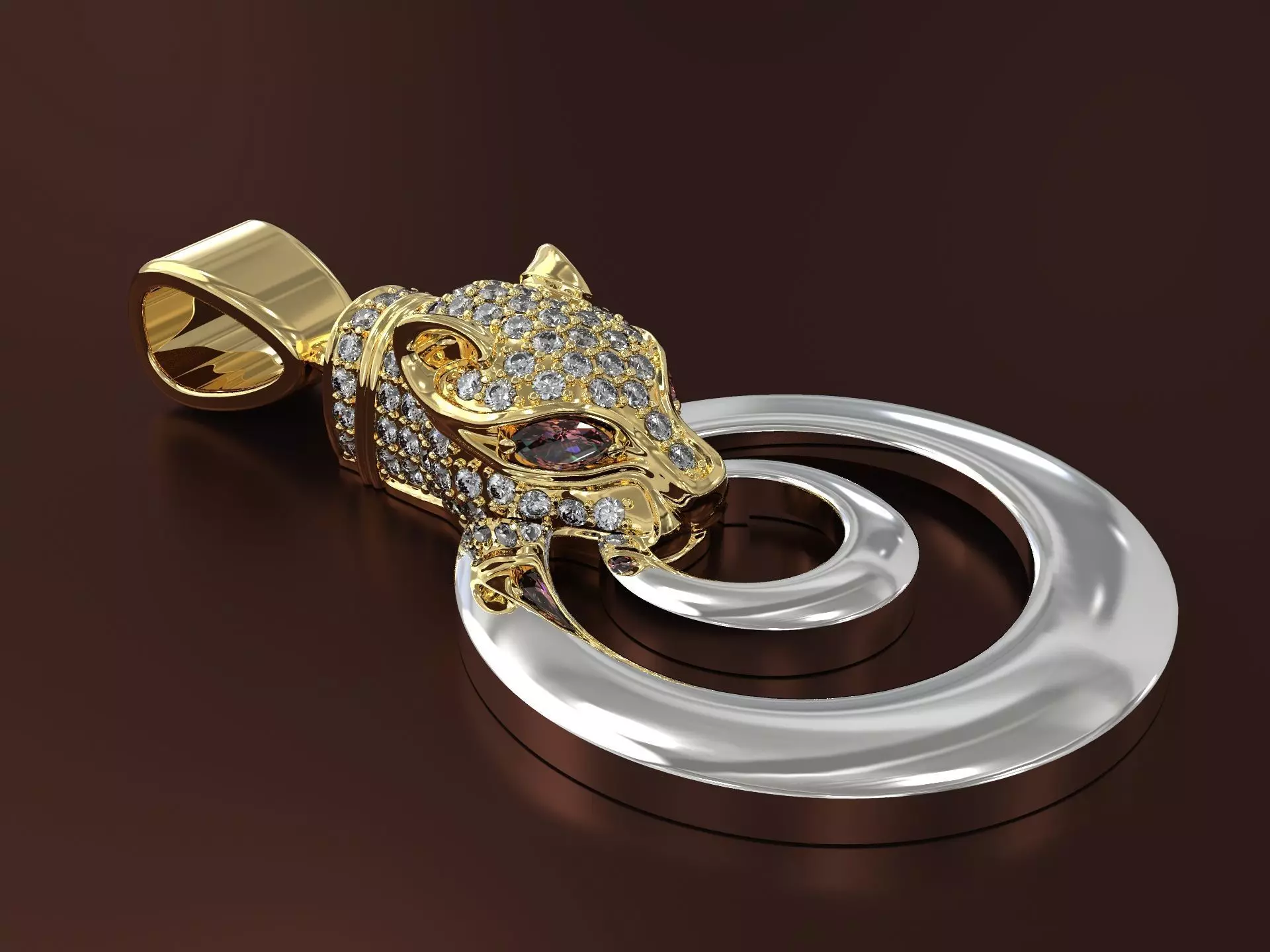 Pendant with puma head 3D print model_0