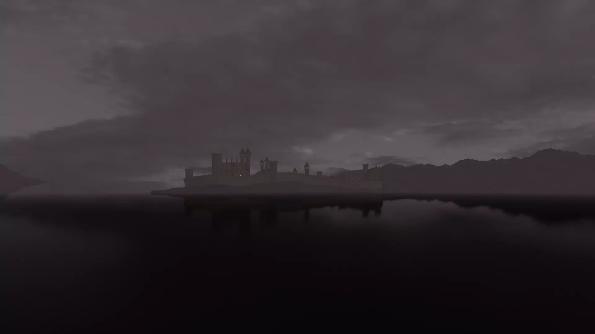 Castle on an island 3D model_0