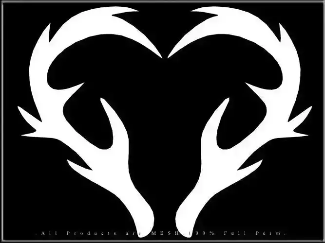 Heart Deer Antler - Right and Left Low-poly 3D model