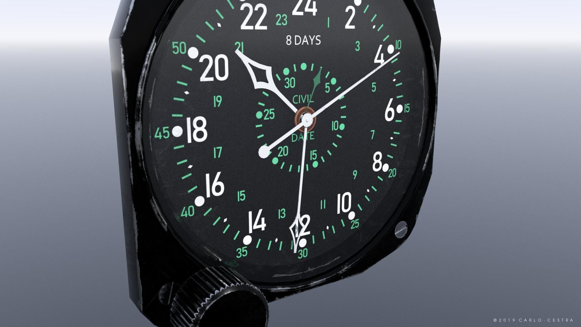 US CLOCK GAUGE Low-poly 3D model_2