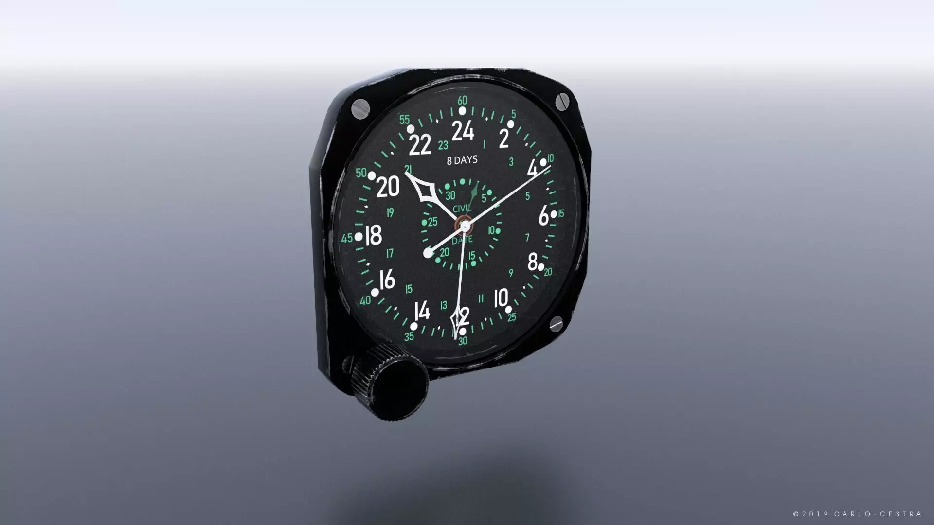 US CLOCK GAUGE Low-poly 3D model_0