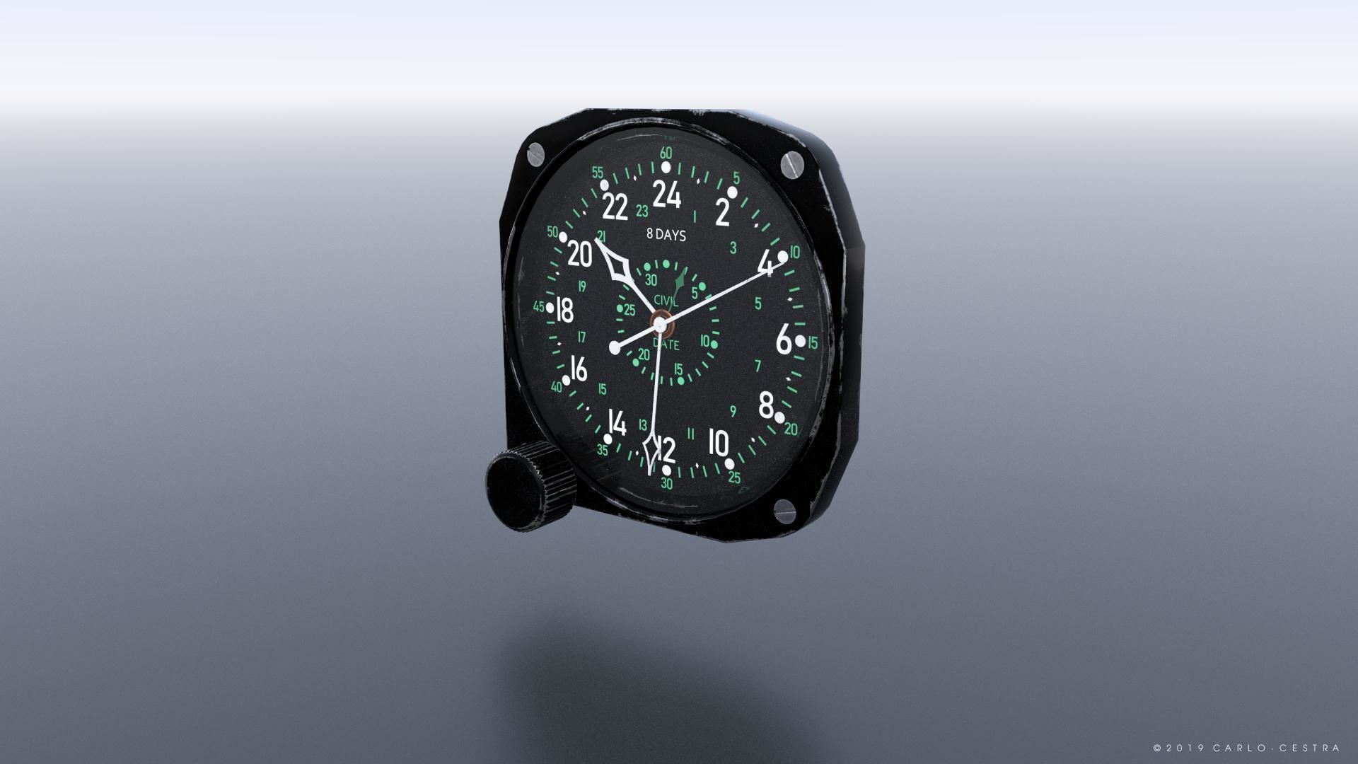 US CLOCK GAUGE Low-poly 3D model_1