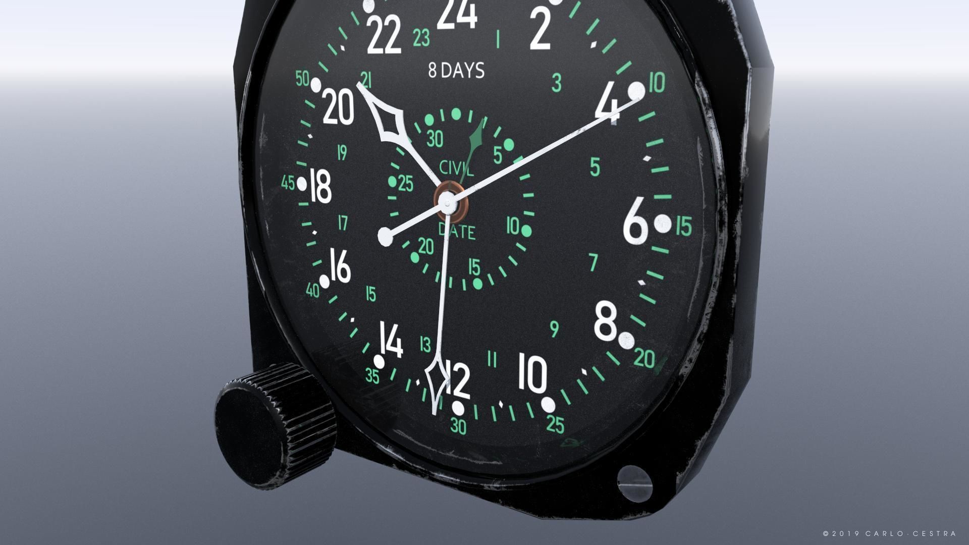 US CLOCK GAUGE Low-poly 3D model_5