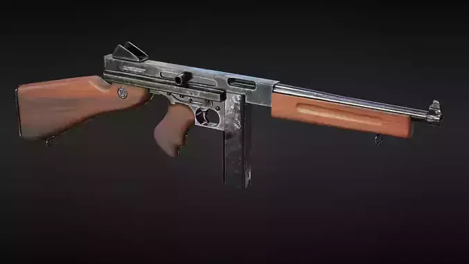 M1A1 Thompson submachine gun - 4 different skins - game ready
