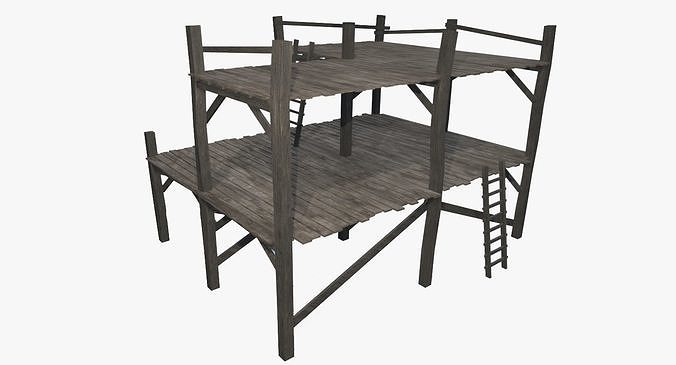Wooden Scaffolding Low-poly 3D model