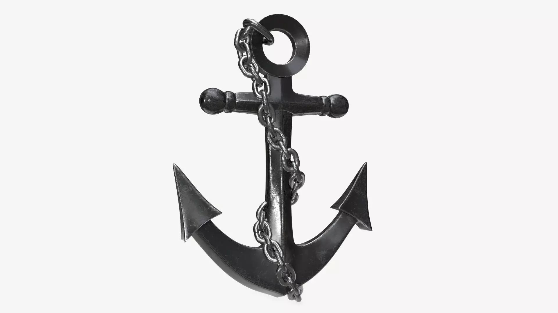 Wall interior decor anchor with chains 3D model_0