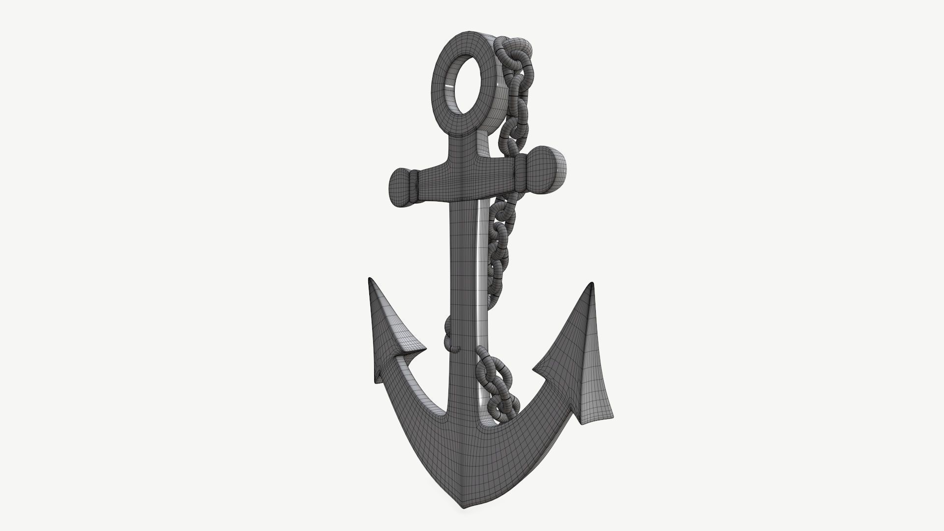 Wall interior decor anchor with chains 3D model_7