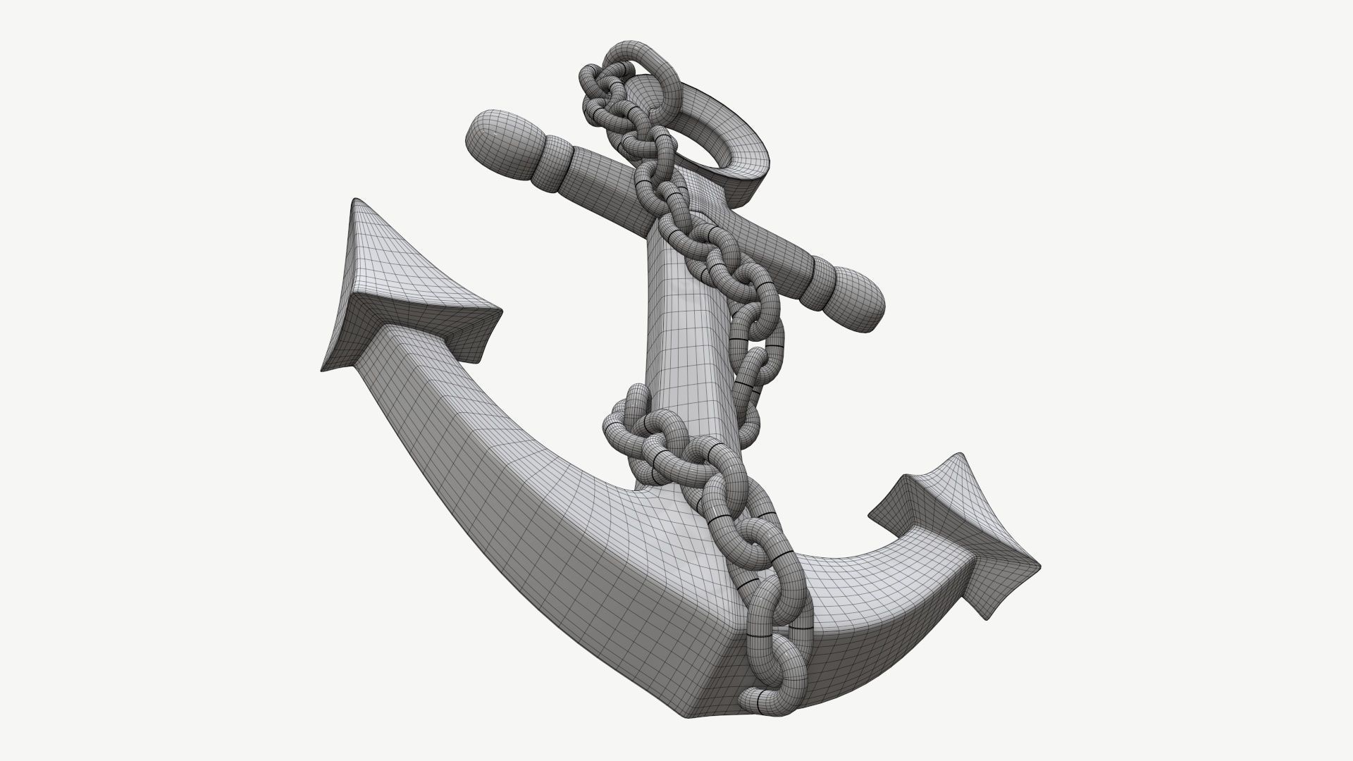 Wall interior decor anchor with chains 3D model_6
