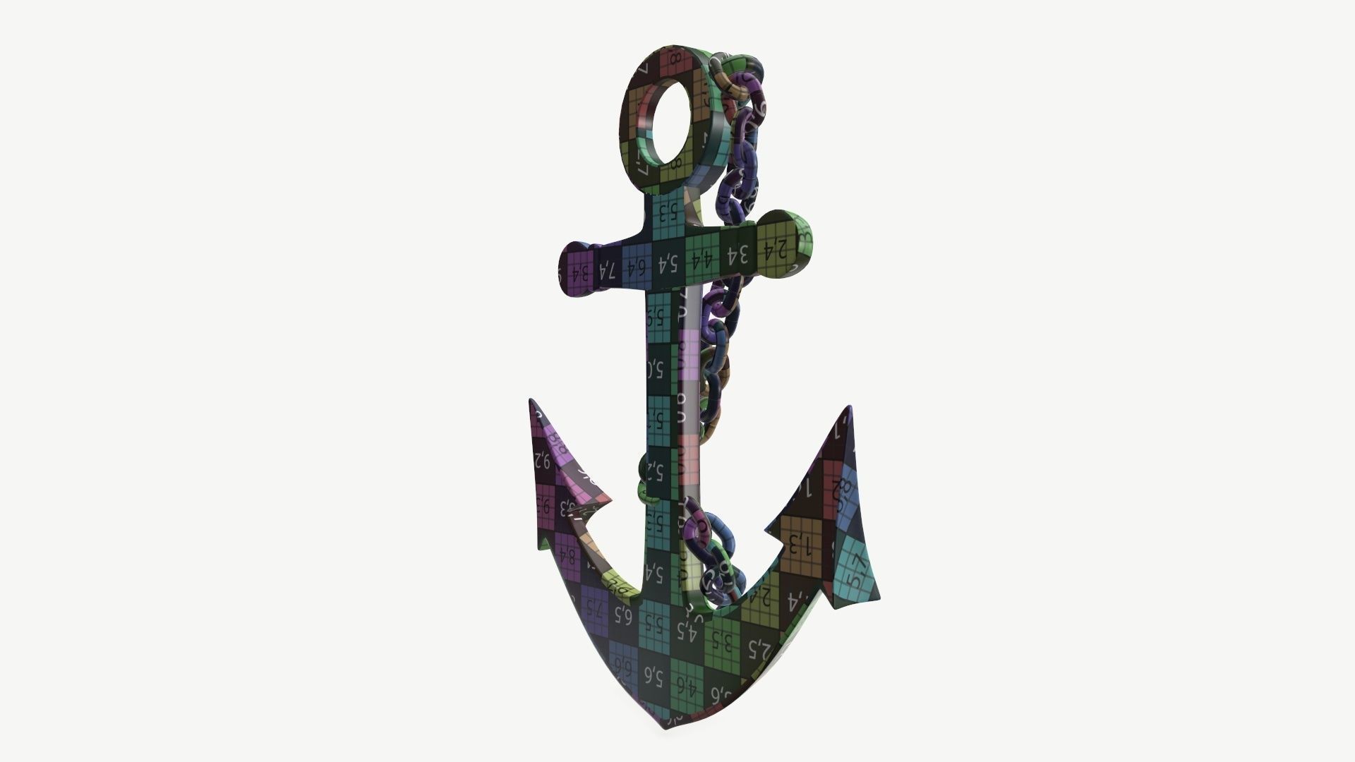 Wall interior decor anchor with chains 3D model_11