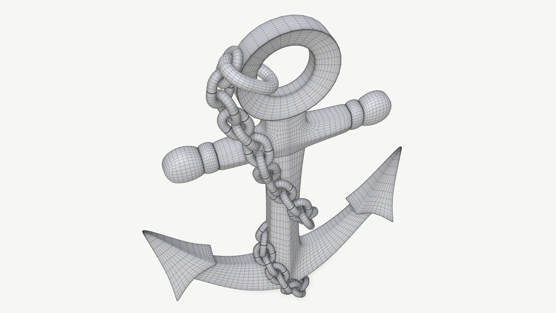 Wall interior decor anchor with chains 3D model_5