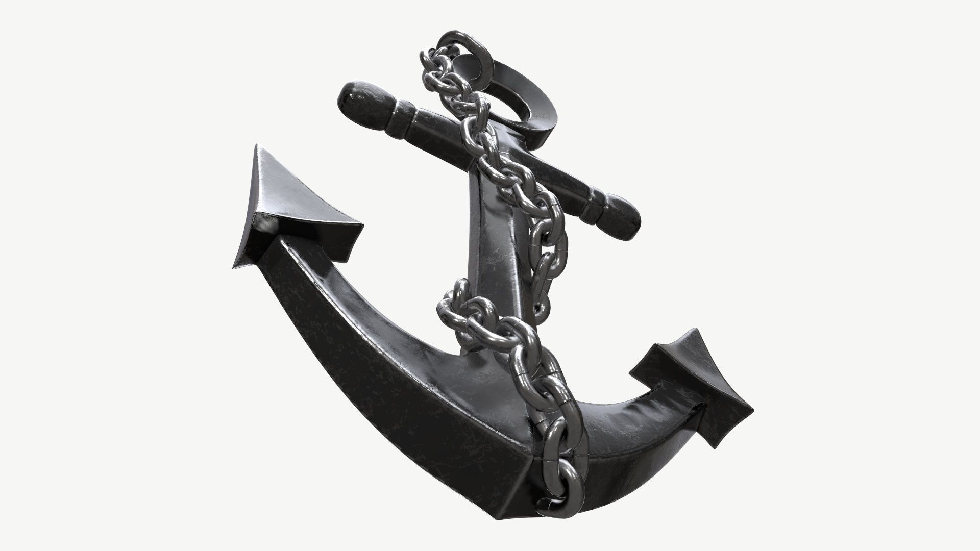 Wall interior decor anchor with chains 3D model_2
