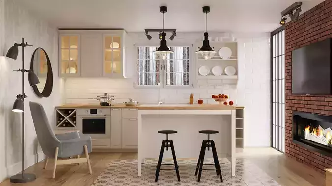 TORNVIKEN kitchen interior withfurniture