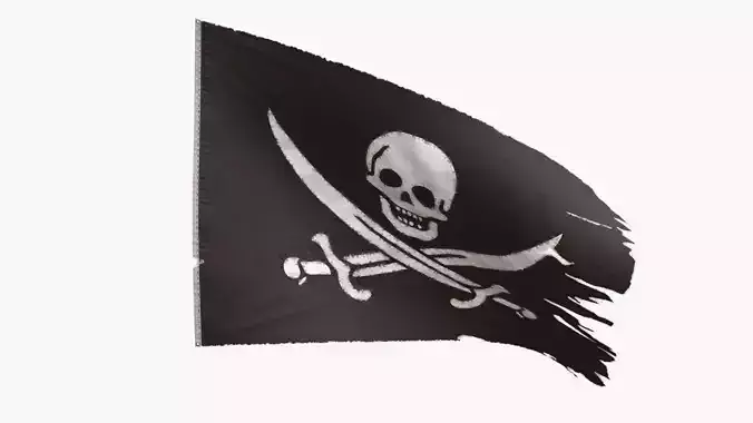 Pirate Flag - Calico Jack Rackham Low-poly 3D model