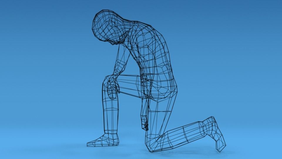 Low Poly Kid Kneeling Low-poly 3D model_10