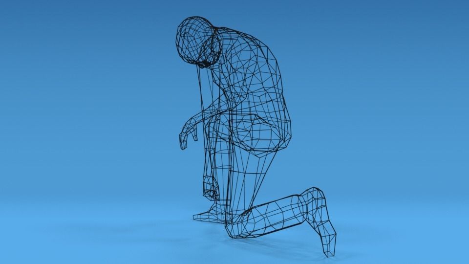 Low Poly Kid Kneeling Low-poly 3D model_16