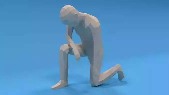 Low Poly Kid Kneeling