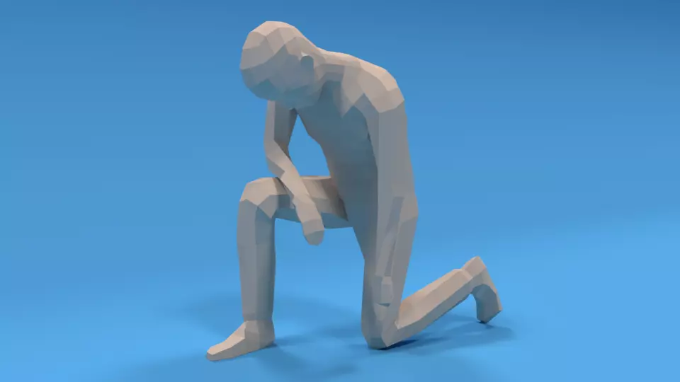 Low Poly Kid Kneeling Low-poly 3D model_0