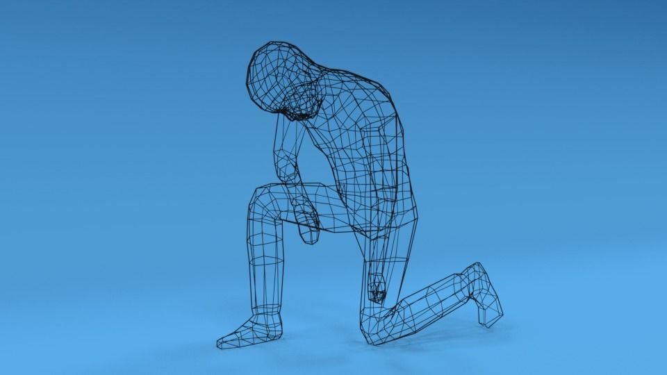 Low Poly Kid Kneeling Low-poly 3D model_9