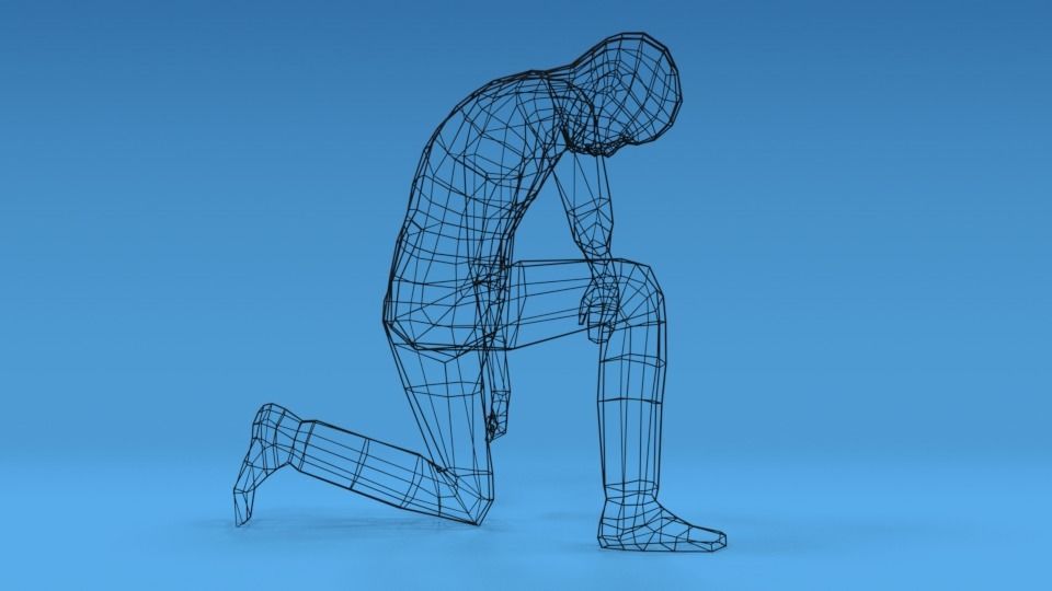 Low Poly Kid Kneeling Low-poly 3D model_13