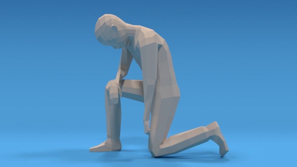 Low Poly Kid Kneeling Low-poly 3D model_1