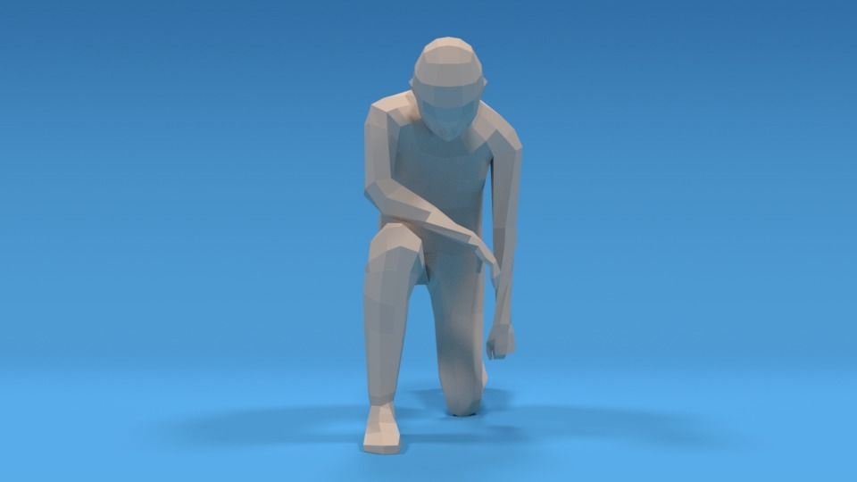 Low Poly Kid Kneeling Low-poly 3D model_2