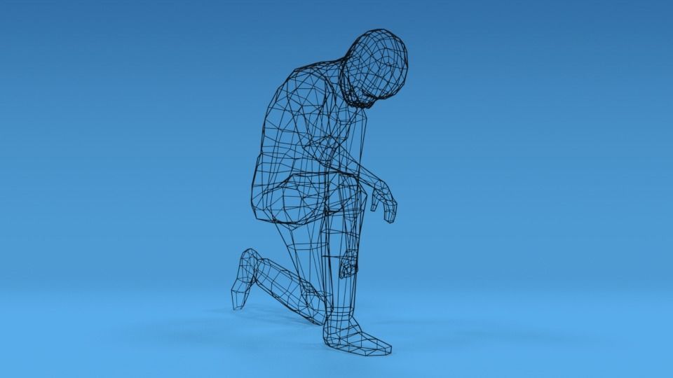 Low Poly Kid Kneeling Low-poly 3D model_12