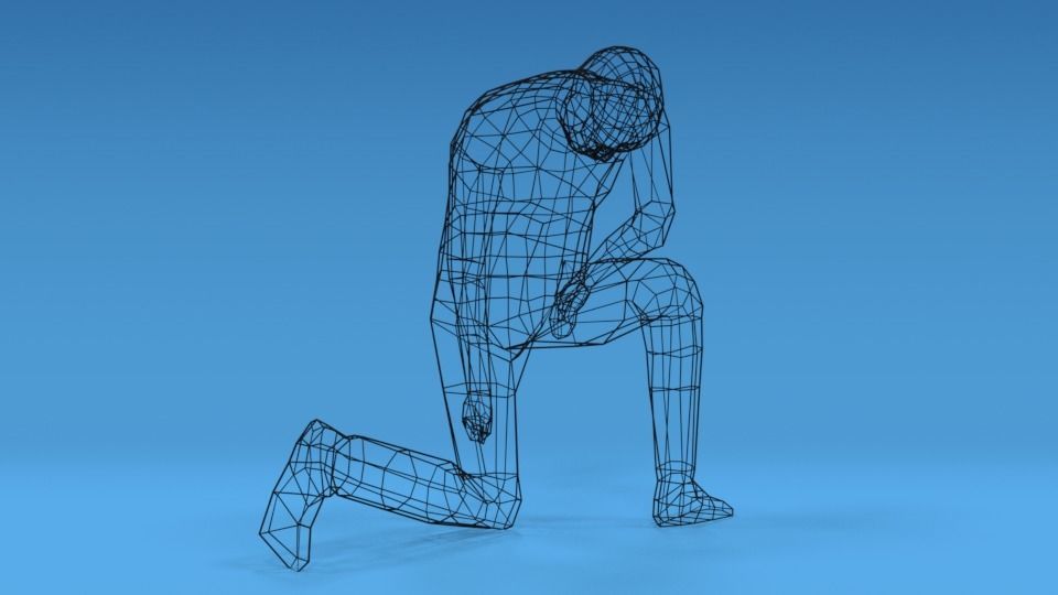 Low Poly Kid Kneeling Low-poly 3D model_14