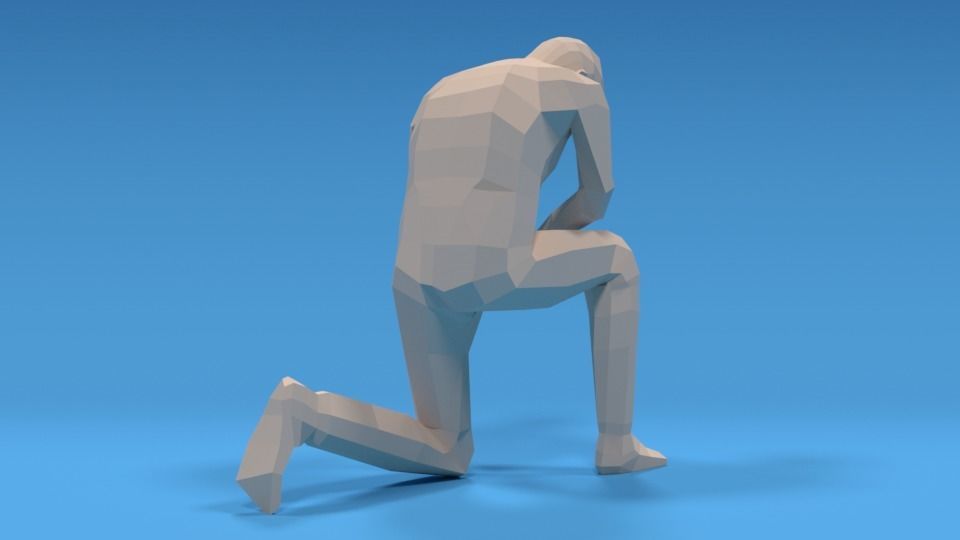 Low Poly Kid Kneeling Low-poly 3D model_5