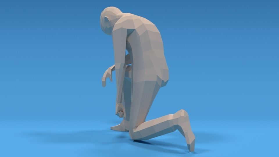 Low Poly Kid Kneeling Low-poly 3D model_7