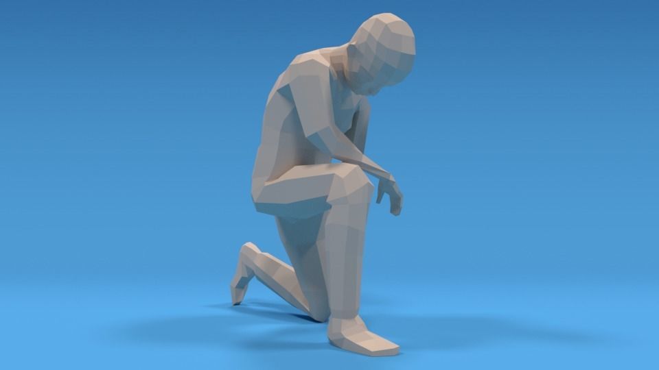 Low Poly Kid Kneeling Low-poly 3D model_3