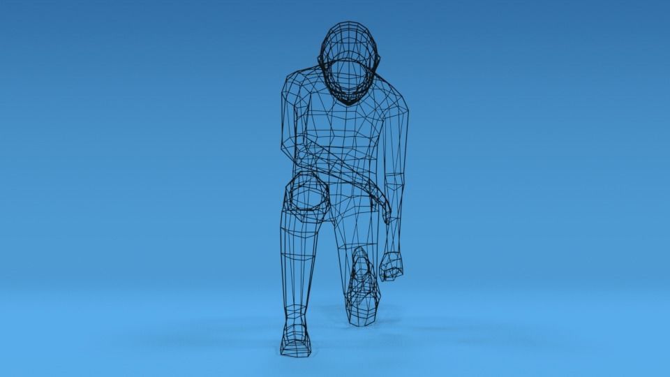 Low Poly Kid Kneeling Low-poly 3D model_11