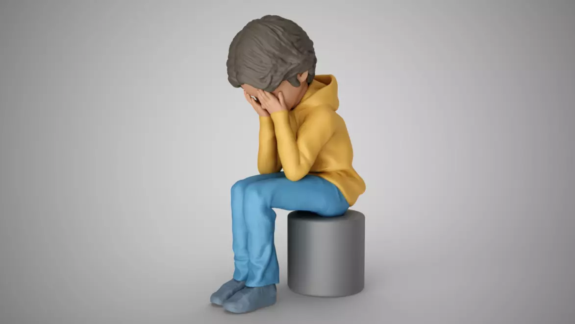Boy Covering Face 3D print model_0