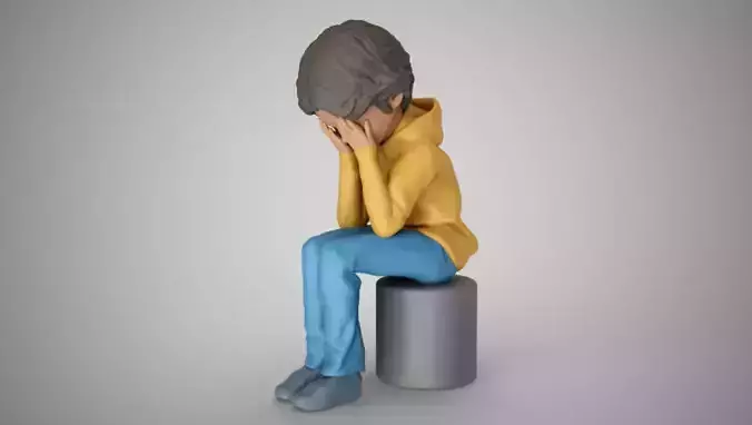 Boy Covering Face 3D print model