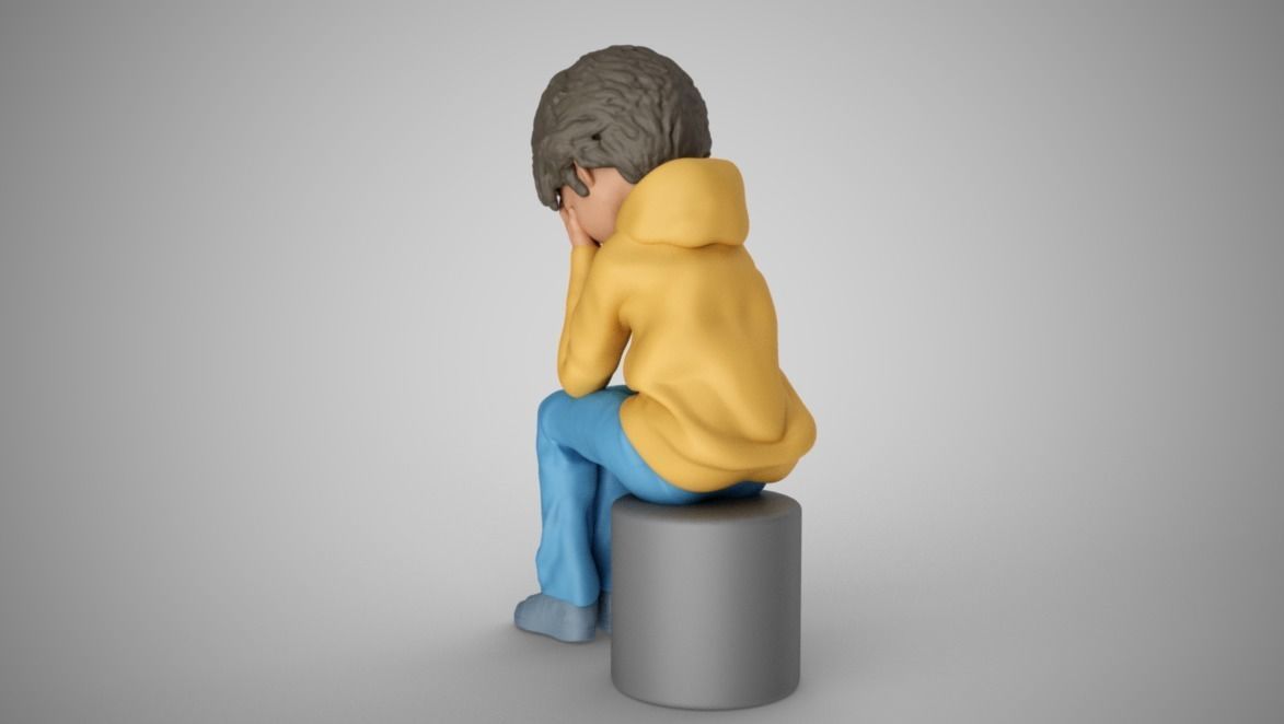 Boy Covering Face 3D print model_5