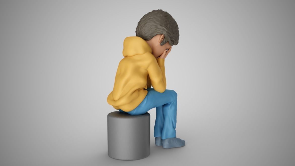 Boy Covering Face 3D print model_7