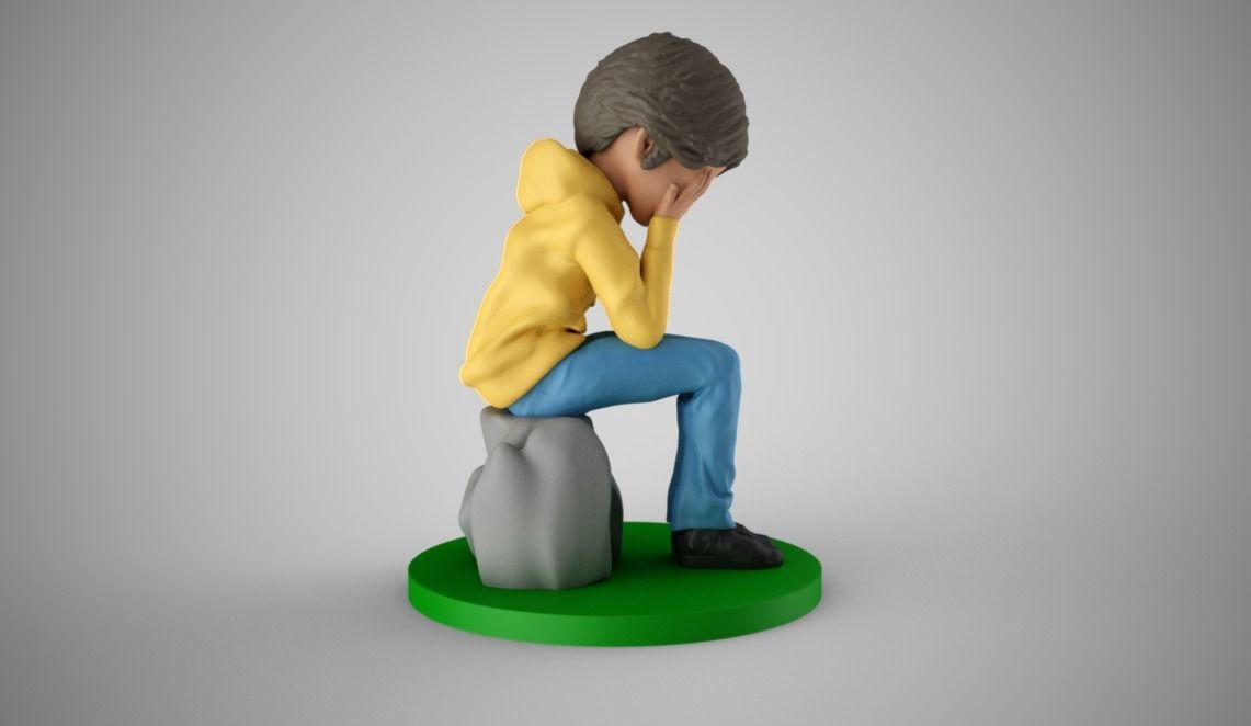 Boy Covering Face 3D print model_10