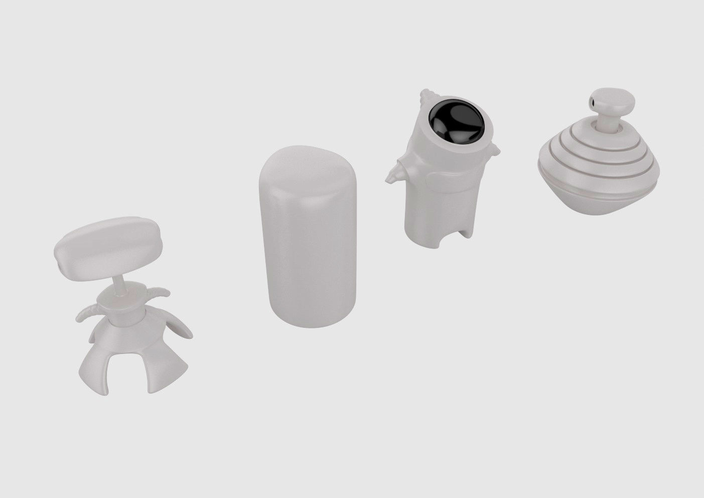 Robots set of Low-poly 3D model_2