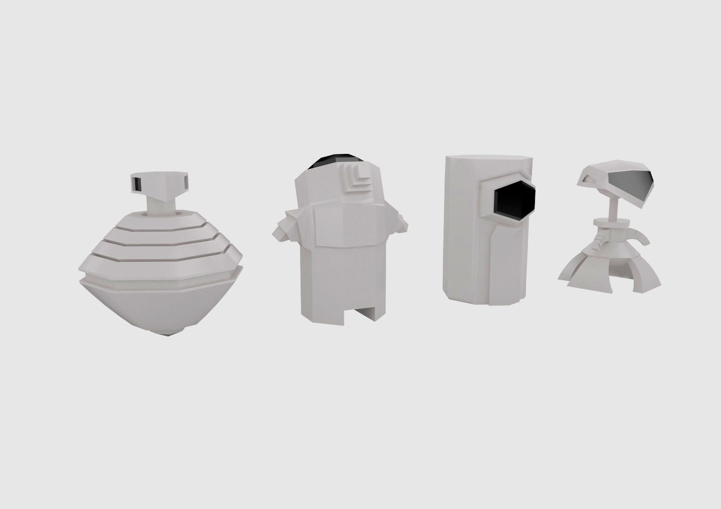 Robots set of Low-poly 3D model_4